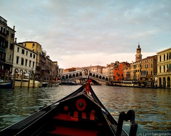 Venice Photography - gondola grand canal venice italy blue red  8x10 prints travel photography europe photo venice wall decor "Grand Romance