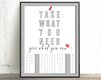 Valentines Day Gift for Her - Take What You Need Quote Print, Black and White Romantic Gifts, Minimalist Word Art, Inspirational Quotes