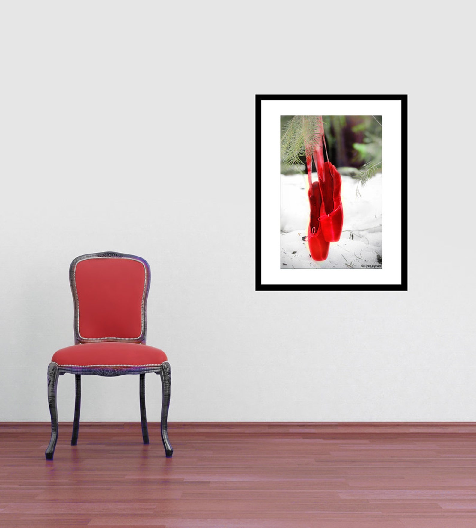 nature photography - red ballet shoes snow 8x10 valetine gift pointe shoes winter photography ballet wall art 11x14 red white -