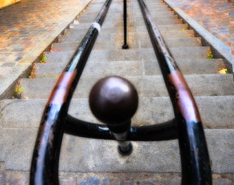 Paris Photography - stairs montmartre paris gray orange travel photography steps paris alley paris wall decor 5x7 8x10 8x12  - "Escaliers"