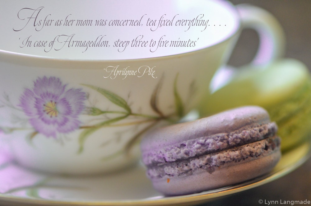 Typography Quote Prints Tea Cup Macarons Green Purple Tea Etsy
