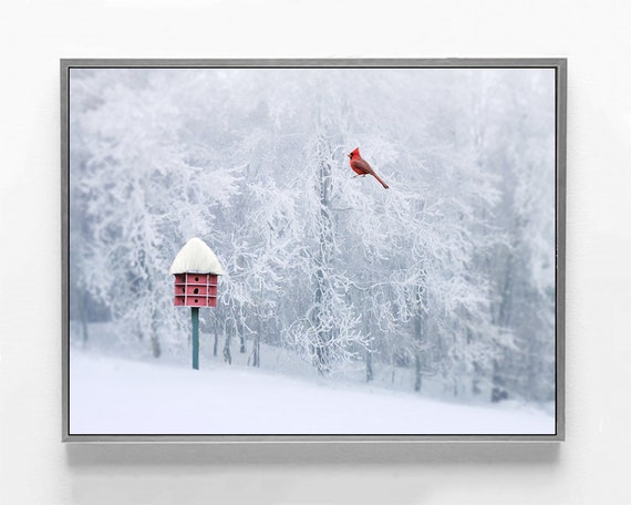 Original Photography Print Leaves in Snow Winter Scene Printable Art Rust Red Landscape Instant Download Christmas Decor Fine Art