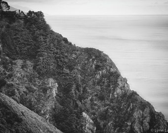 Black and White Coastal Photography - big sur coastal ridge pacific ocean wall art gray coastal decor 16x20 11x14 8x10  "California Drama"