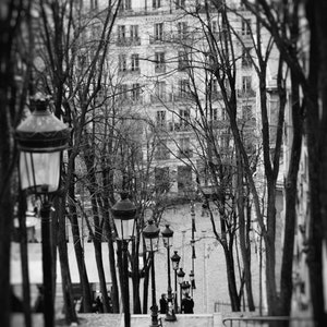 Paris Black and White - steps montmartre paris 8x10 prints black and white photography paris wall decor 11x14 16x20 "When Time Stood Still"