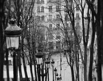 Paris Black and White - steps montmartre paris 8x10 prints black and white photography paris wall decor 11x14 16x20 "When Time Stood Still"