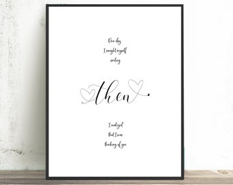 Gift for Girlfriend - I was Thinking of You, Romantic Saying, Word Art, Romantic Phrase, Gifts for Valentines Day, Anniversary Present 16x20