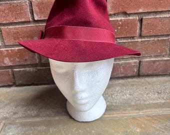 Pedrotti Vtg 60s Ladies Burgundy Rabbit Hair Felt Hat, NOS  display picture 2