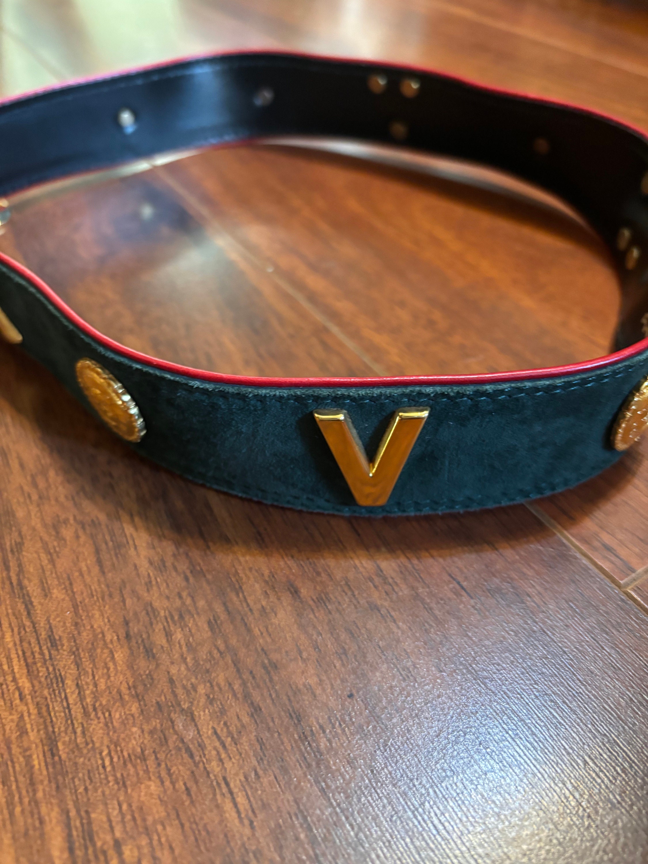 Escada Belt Green Suede With Red Edging, Gold Buckle and  display picture 1