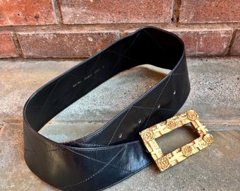 Black Retro Paris Belt 1980s