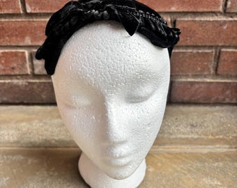 Black Velvet Hat/Bonnet 1940s