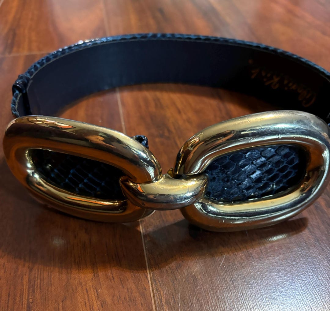 Alexis Kirk Adjustable, Snake Skin Belt, Navy Blue, 1980s - Etsy display picture 1