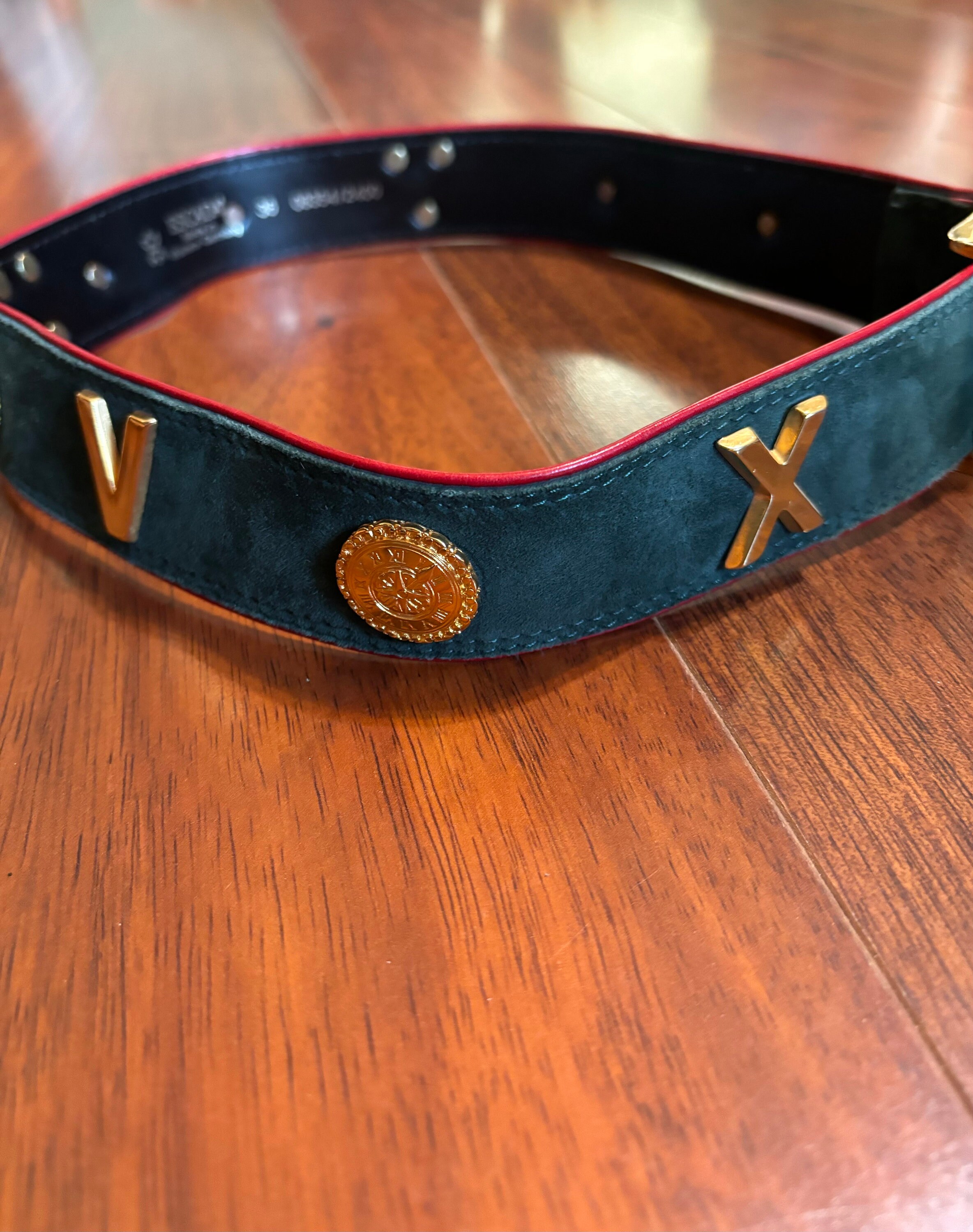 Escada Belt Green Suede With Red Edging, Gold Buckle and  display picture 2