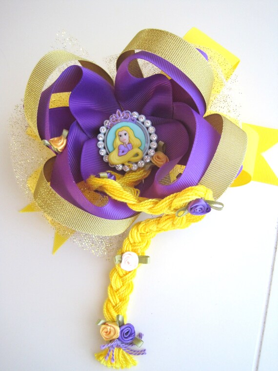 5" Handmade Purple Lavender Princess Rapunzel Stacked Boutique Hair Bow 