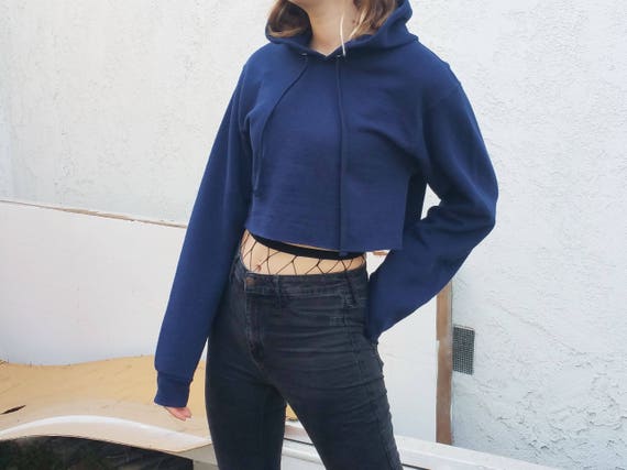navy cropped hoodie