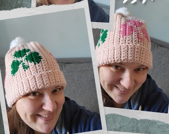 Shamrock my world crochet hat (teen/adult)