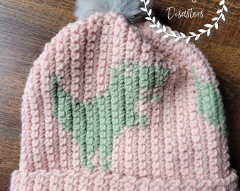 Dino Dance Crochet Hat Pattern (teen/adult)