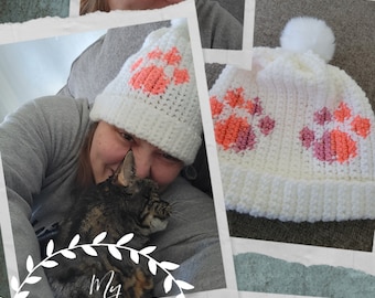 Paw to Paw hat crochet pattern (teen/adult)