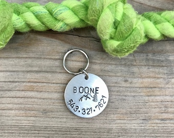 Hand Stamped Pet ID Tag - Pet/Dog ID tag. Hand-stamped Dog Tag - Dog Collar Tag - Engraved Dog Tag - Hand Stamped Dog Tag - Mountain Dog