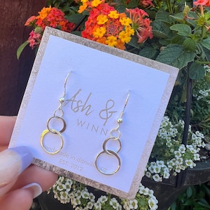 Dainty Sterling Silver Circle Dangle Earrings: Everyday Jewelry