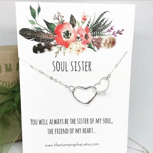 Sterling Silver Intertwined Hearts Necklace - Soul Sister Gift