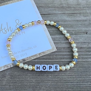 Pulsera de palabras-ESPERANZA-Pulsera apilable-Pulsera de palabras personalizada-Pulsera de palabras con cuentas-Inspiración-Regalo-Pulseras con cuentas-Pulsera de letras-Estiramiento
