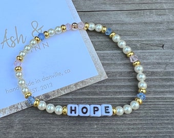 Word Bracelet-HOPE-Stackable Bracelet-Custom Word Bracelet-Beaded Word Bracelet-Inspirational-Gift-Beaded Bracelets-Letter Bracelet-Stretch