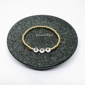 Gold-Fill Beaded Name Bracelet: Custom Letter Bracelet