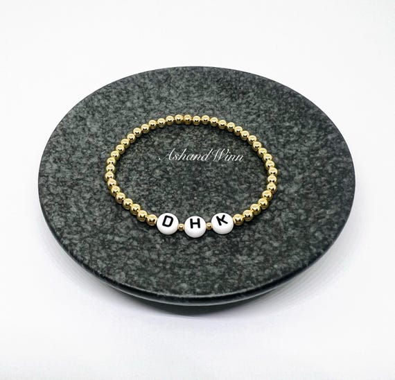Name Bracelet Beaded Letter Bracelets Gold~fill Non-tarnish