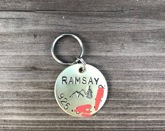 Hand Stamped Pet ID Tag - Pet ID tag - Personalized Dog Tag - Dog Collar Tag - Engraved Dog Tag - Handstamped Pet Tag. Mountain Dog ID Tag.