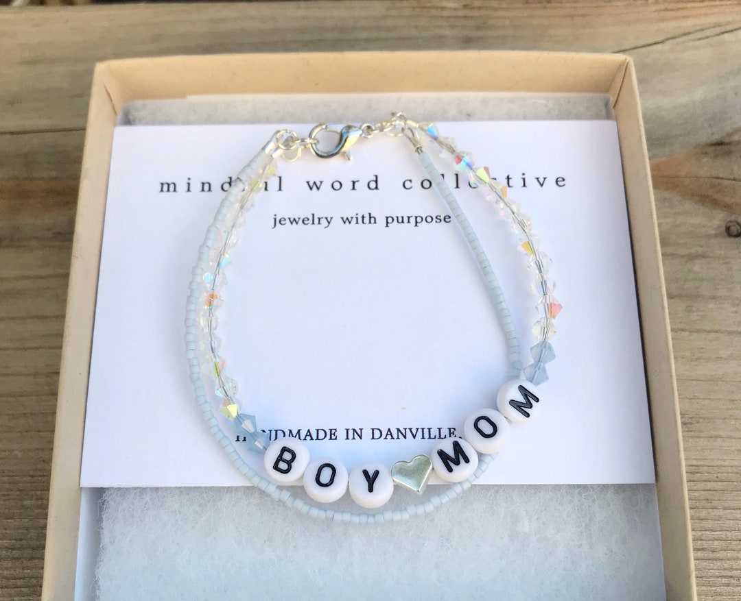 Boy Mom, Name Bracelet, Beaded Letter Bracelets, Boy Mom, Girl Mom ...