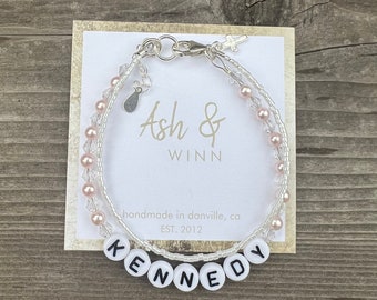 Name Bracelet, Mom Bracelet, New Mom Gift, Baby Name Jewelry, Baby Girl , New Mom Gift, Personalized Name Bracelet, New Baby Gift