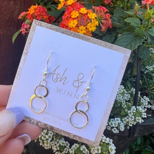 Dainty Sterling Silver Circle Dangle Earrings: Everyday Jewelry