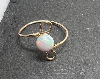 Opal Ring | Genuine Lab Opal |Ring | Opal Wrap Ring | Gold-Fill Ring | Lab Grown Opal | Dainty Opal Ring | Gold Ring | Opal Ring HANDMADE