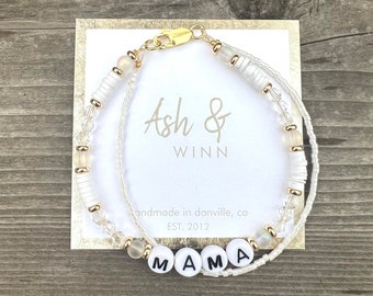 Word Bracelet-MAMA-Mama bracelet-New Mom Gift-Mama gift, Baby Shower Gift-Letter Bracelet, Mom Bracelets-Mom Gift-Beaded Bracelets-Mom-Mama