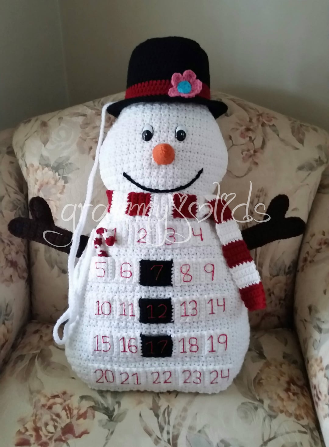 Snowman Countdown Pillow