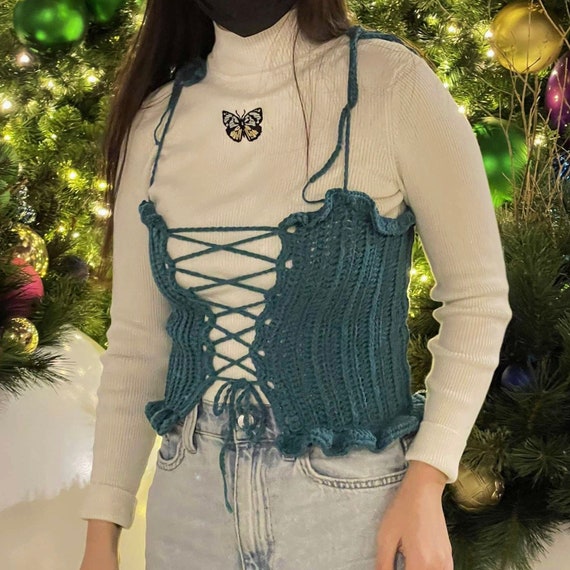 The Vivi Top Ruffled Crochet Corset Written Pattern - Etsy