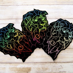 Neon Rainbow Serengeti Lion - Iron On Embroidery Patch MTCoffinz - Choose Color / Size