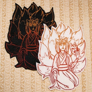 Kitsune Japanese Mythology Iron On Embroidery Patch MTCoffinz - - Choose Size / Color
