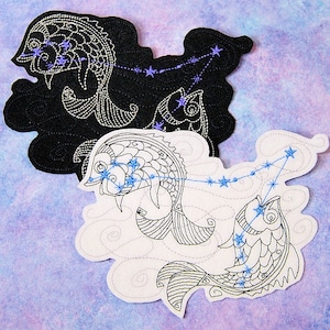 Pisces - The Fish- Constellation Iron On Embroidery Patch MTCoffinz - Choose Size