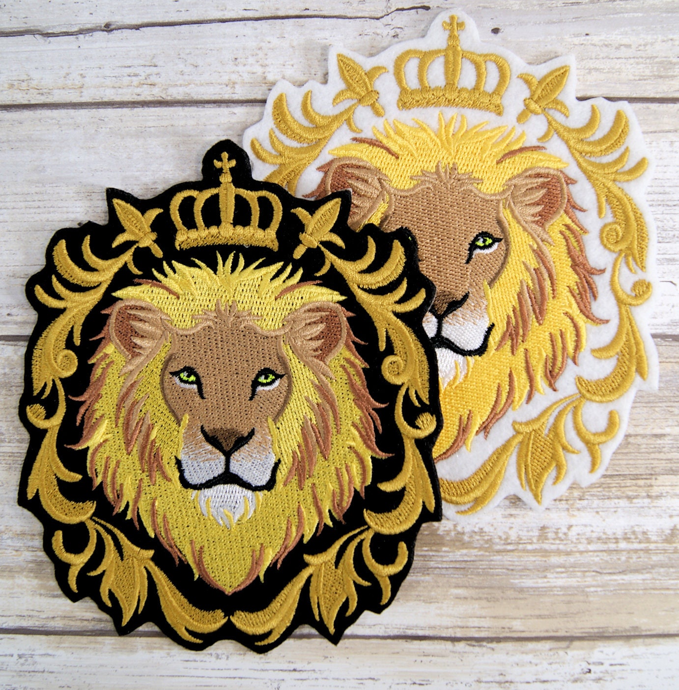 NEW, 3-inch Gold Regal Crest LION, King of the Jungle Appliques, Iron On  Embroidery Patches, Cool Patches for Men