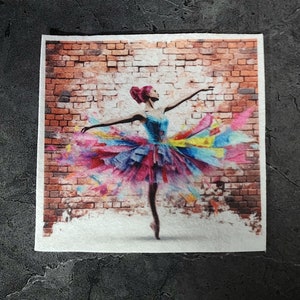Rainbow Ballerina Patch Tutu Dancer Ballet Iron On Patch Urban Dancer Exposed Brick Dance Team Fashion - Choose Size