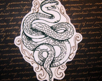 Slythering Snake Toile Iron On Embroidery Patch MTCoffinz - Choose Size/Color