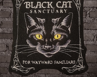 Black Cat Patch Cat Sanctuary Patch Black Cat Embroidery Wayward Familiars Patch Pet Rescue Embroidered Patch Iron On Patch