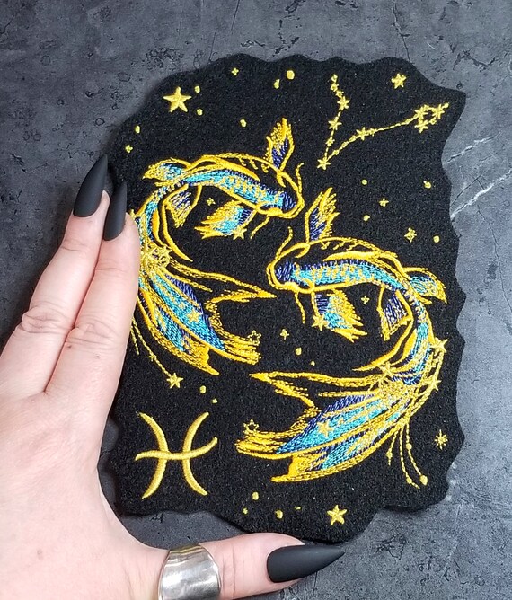 Pisces- the Fish- Zodiac Constellation Iron on Embroidery