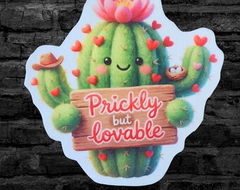Cute Cactus Patch Prickly but Loveable Funny Iron On Fabric Patch  - Choose Size