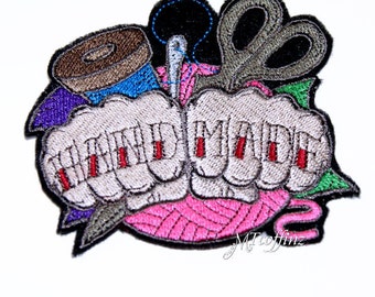 Hand MadeTattoo Knuckles Crafty Iron On Embroidery Patch MTCoffinz - Choose Size