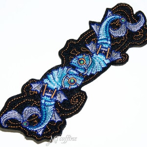 SteamPunk Aquatic Mechanical Koi Fish Gears Iron On Embroidery Patch MTCoffinz - Large