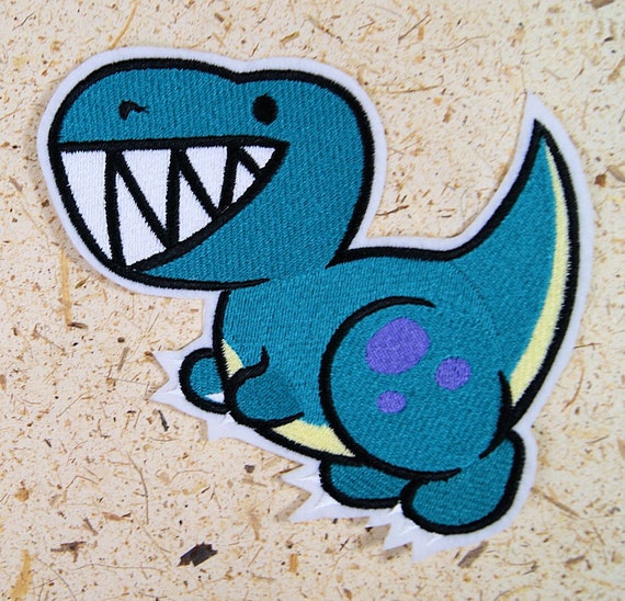 Dinosaur Patch Monster Too Cute Cartoon Dinosaur Gift for Child Iron On Embroidery Patch MTCoffinz - Choose Size