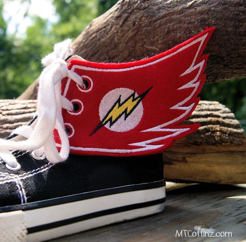 The Flash Lightning Bolt Embroidered Shoe Wings Mtcoffinz Etsy