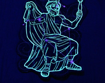 Sample SALE King Cepheus Greek God - Stellar Constellation Glow in the Dark -  Iron On Embroidery Patch Ready to Ship LAST ONE
